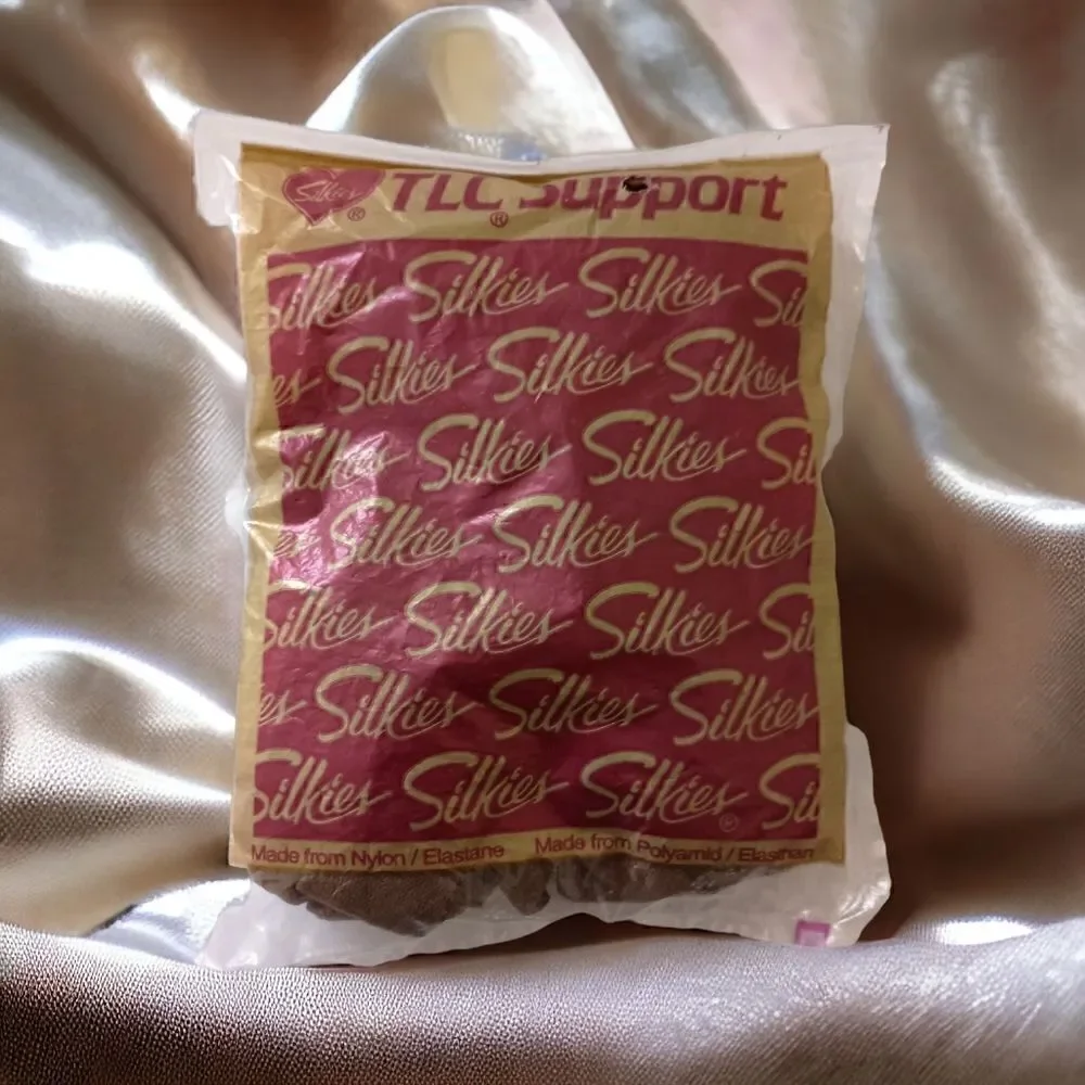 Vintage Silkies Ultra TLC Support Pantyhose Beige Large Honey Nylons NEW Sealed.